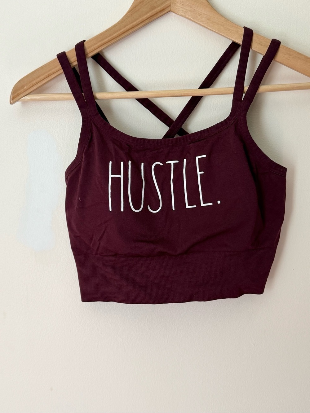 Rae Dunn Burgundy "HUSTLE." Bralette